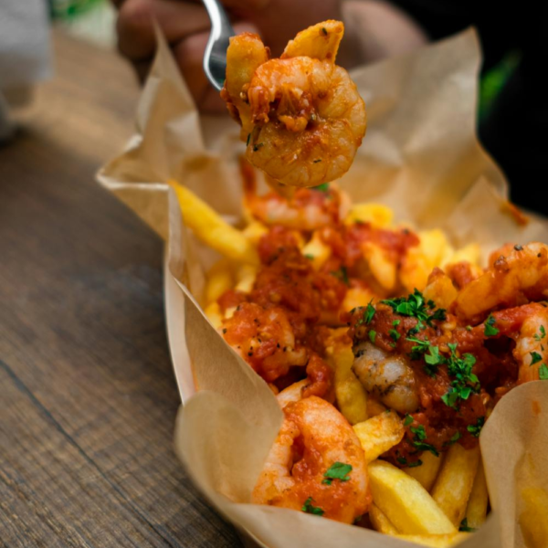 Fried Shrimp (6) with frise
